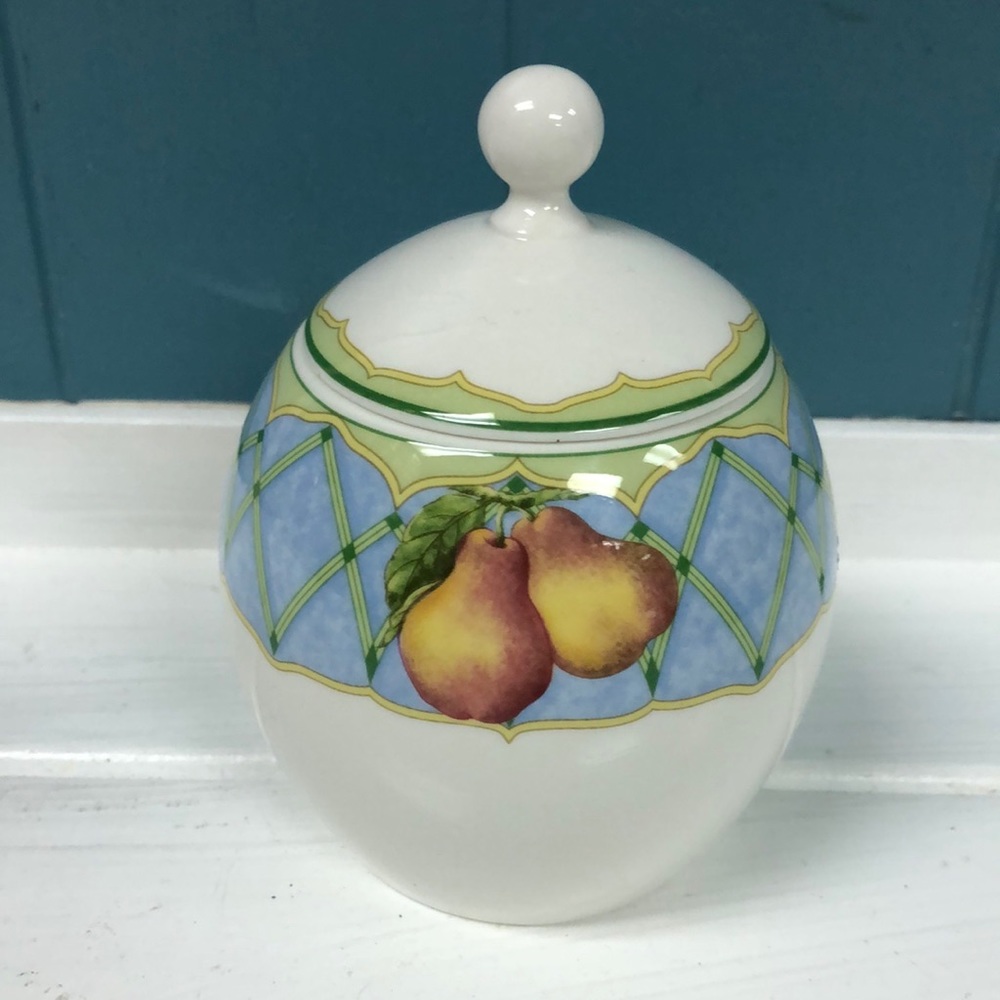 Mikasa Optima Fruit Rapture Sugar Bowl &‎ Lid 4 1/2 EUC